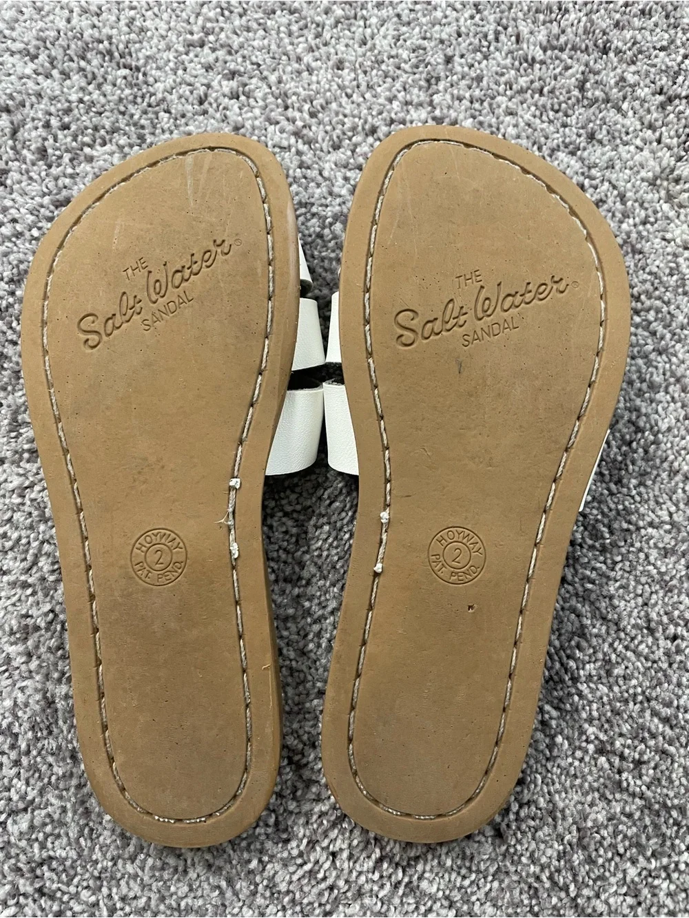 Salt Water Sandals by Hoy White Crossover Slide Sandals—Genuine Leather